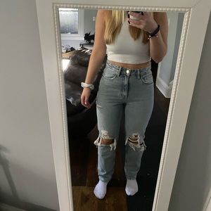 Ripped zara mom jeans